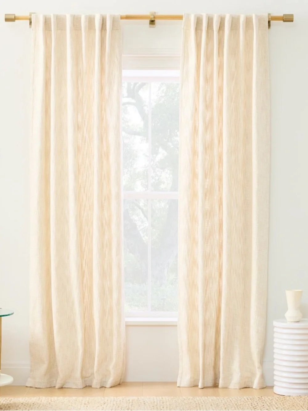 West Elm Midcentury Textured Weave cotton Curtain cream ivory off white